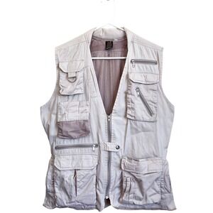 Vintage Colpro Mens Utility Vest Large Tan Fishing Pockets Mesh Outdoor Gorpcore